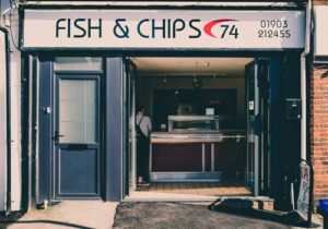 Takeaway shop insurance - Shows a fish and chip shop