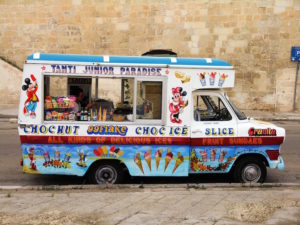 Ice cream van licence - Shows a colourful ice cream van