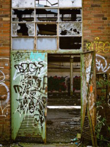 Public liability insurance for land - Shows an abandoned building