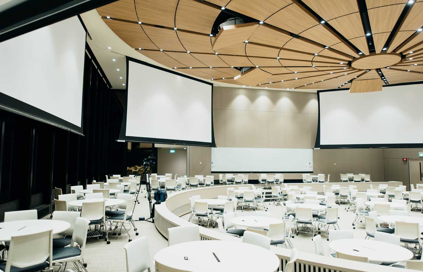 Planning a corporate event - Shows an empty conference hall before the event
