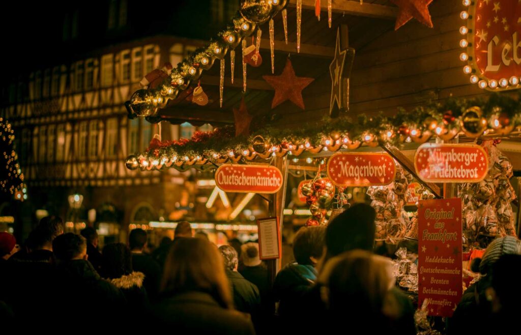 shows an image of a German christmas market - christmas event planning