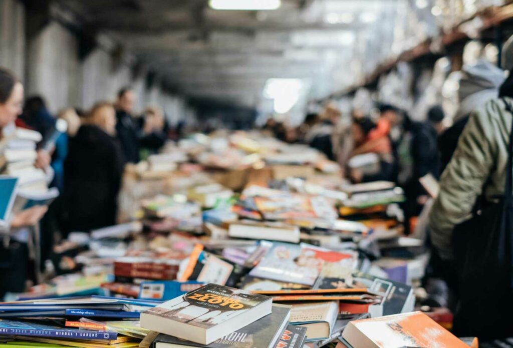 shows many books at a book fair - festival insurance