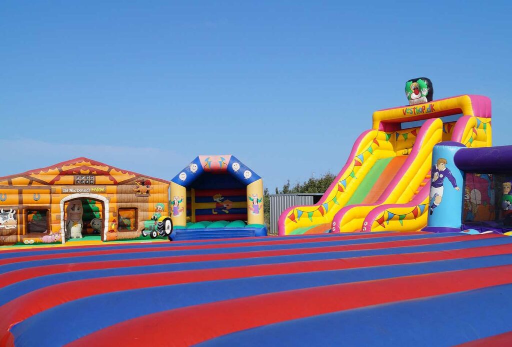 shows a bouncy castle set up - starting a bouncy castle business in the UK